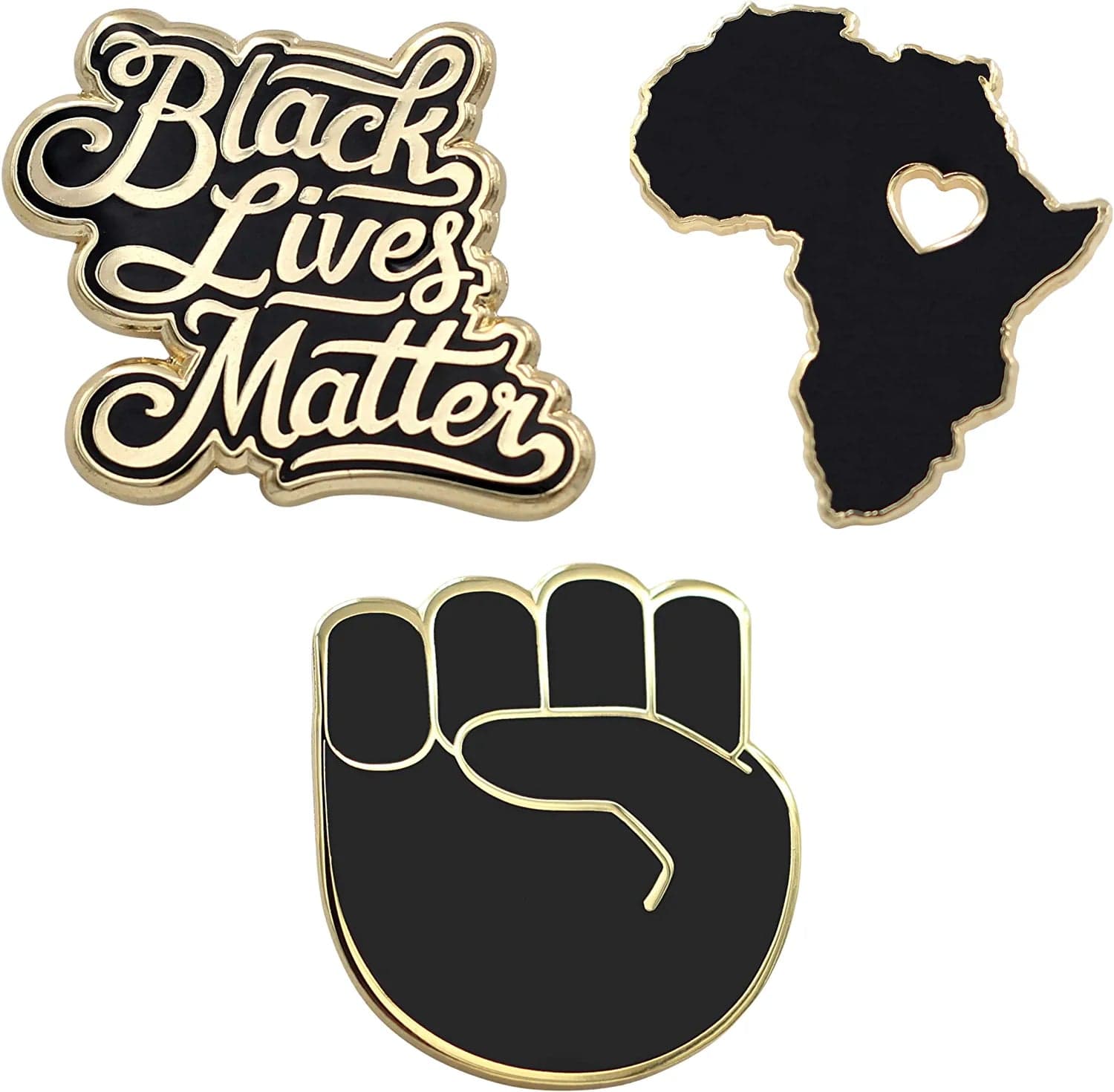 REAL SIC Africa Pin - Wakanda Forever, BLM, & Black Panther Enamel Pin BLM Pin 3 Pack