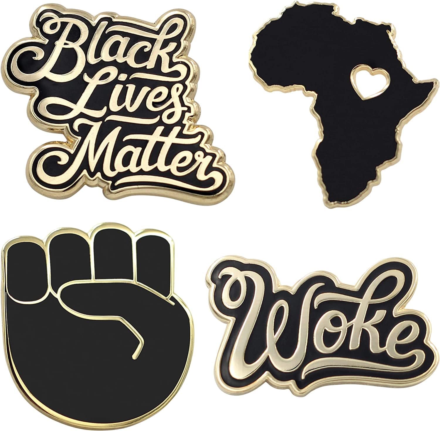 REAL SIC Africa Pin - Wakanda Forever, BLM, & Black Panther Enamel Pin Blm Pin 4 Pack