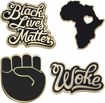 REAL SIC Africa Pin - Wakanda Forever, BLM, & Black Panther Enamel Pin Blm Pin 4 Pack