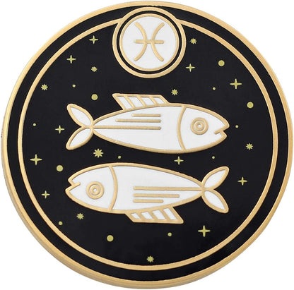 REAL SIC Astrological Sign Pin - Star Sign / Astrology Enamel Pins, Lapel Pins for Birth Sign, Great Gift for Anyone, Perfect Accessory for Jackets, Hats, Backpacks & Tops Pisces