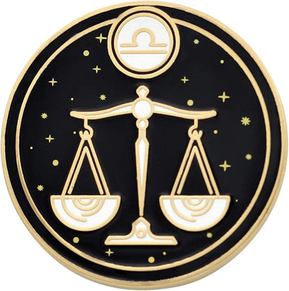 REAL SIC Astrological Sign Pin - Star Sign / Astrology Enamel Pins, Lapel Pins for Birth Sign, Great Gift for Anyone, Perfect Accessory for Jackets, Hats, Backpacks & Tops Libra
