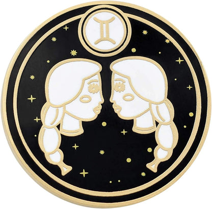 REAL SIC Astrological Sign Pin - Star Sign / Astrology Enamel Pins, Lapel Pins for Birth Sign, Great Gift for Anyone, Perfect Accessory for Jackets, Hats, Backpacks & Tops Gemini
