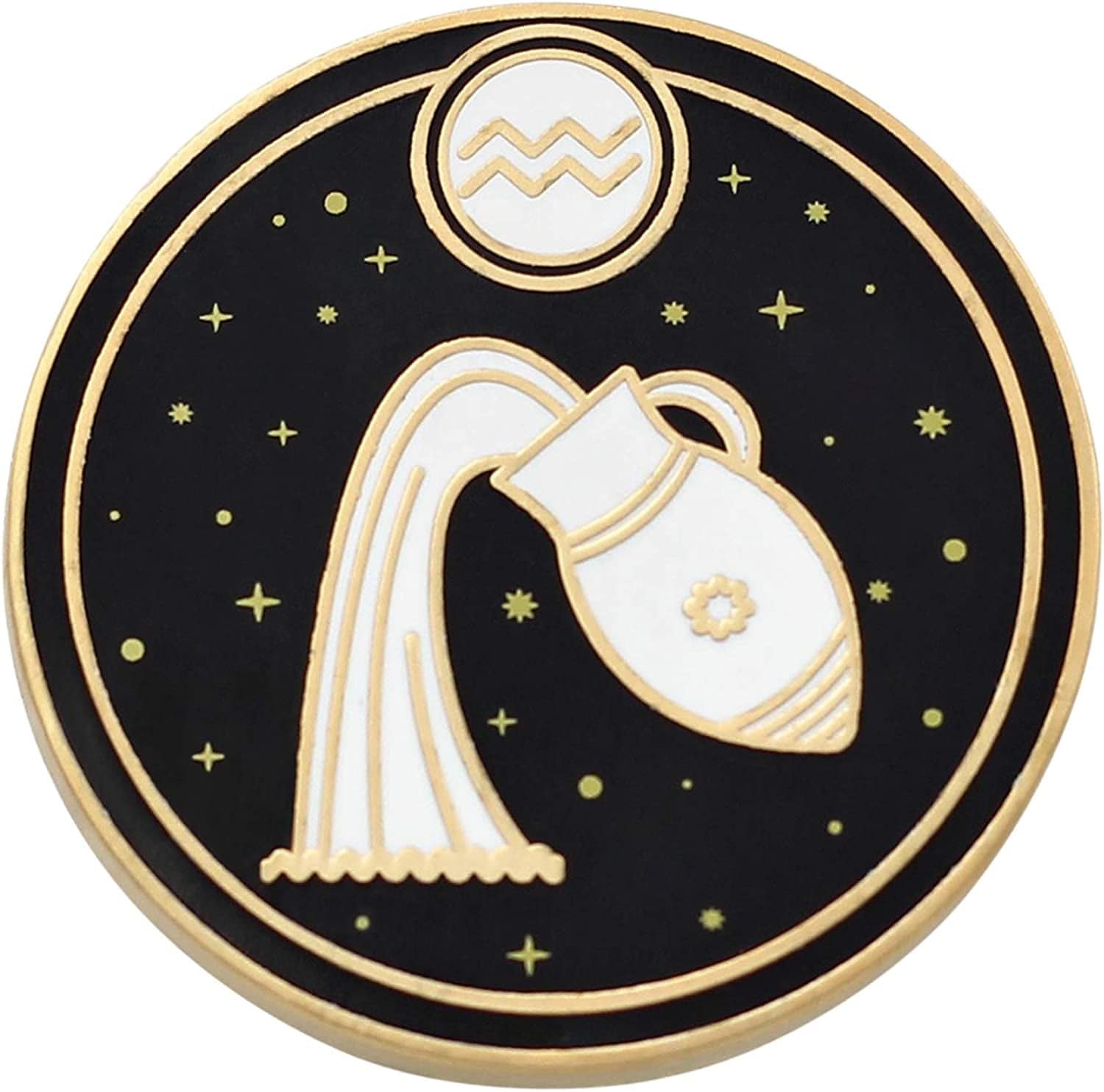 REAL SIC Astrological Sign Pin - Star Sign / Astrology Enamel Pins, Lapel Pins for Birth Sign, Great Gift for Anyone, Perfect Accessory for Jackets, Hats, Backpacks & Tops Aquarius
