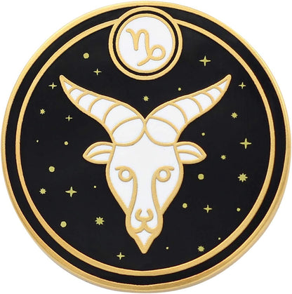 REAL SIC Astrological Sign Pin - Star Sign / Astrology Enamel Pins, Lapel Pins for Birth Sign, Great Gift for Anyone, Perfect Accessory for Jackets, Hats, Backpacks & Tops Capricorn