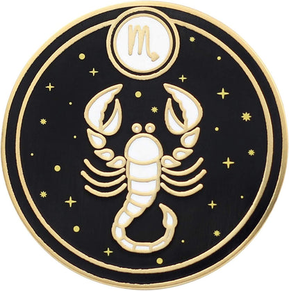 REAL SIC Astrological Sign Pin - Star Sign / Astrology Enamel Pins, Lapel Pins for Birth Sign, Great Gift for Anyone, Perfect Accessory for Jackets, Hats, Backpacks & Tops Scorpio