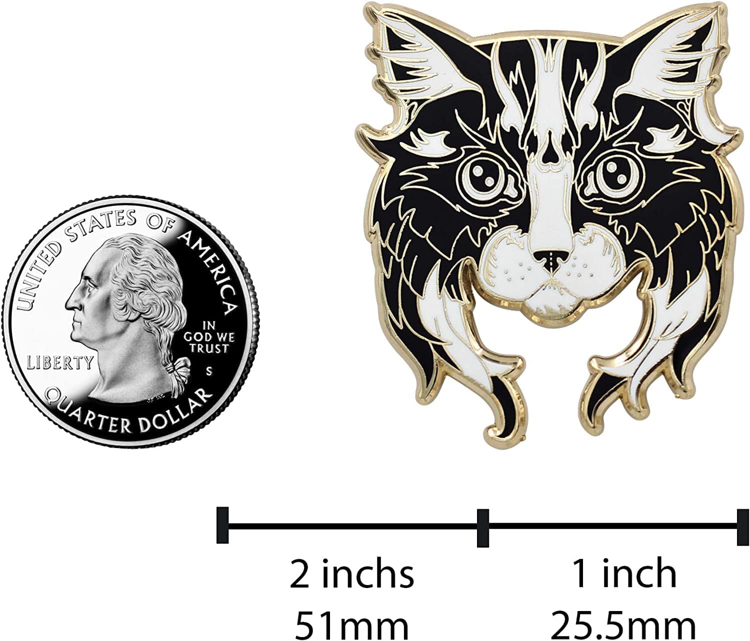 REAL SIC Black & White Cat Pin - Adorable Cat Enamel Pin with Long Beard, Lapel Pin for Cat Lovers & Feline Friends. Perfect Accessory & Gift for Jackets, Hats, Backpacks & Tops