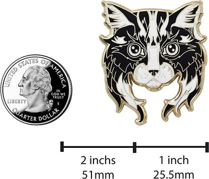REAL SIC Black & White Cat Pin - Adorable Cat Enamel Pin with Long Beard, Lapel Pin for Cat Lovers & Feline Friends. Perfect Accessory & Gift for Jackets, Hats, Backpacks & Tops