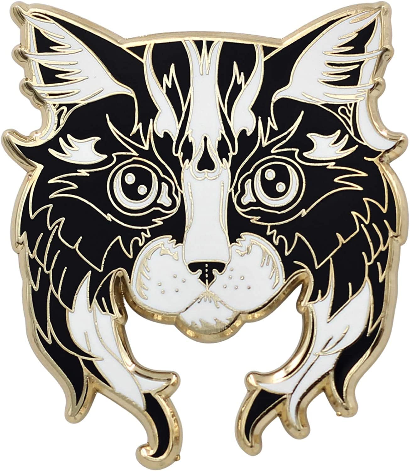 REAL SIC Black & White Cat Pin - Adorable Cat Enamel Pin with Long Beard, Lapel Pin for Cat Lovers & Feline Friends. Perfect Accessory & Gift for Jackets, Hats, Backpacks & Tops