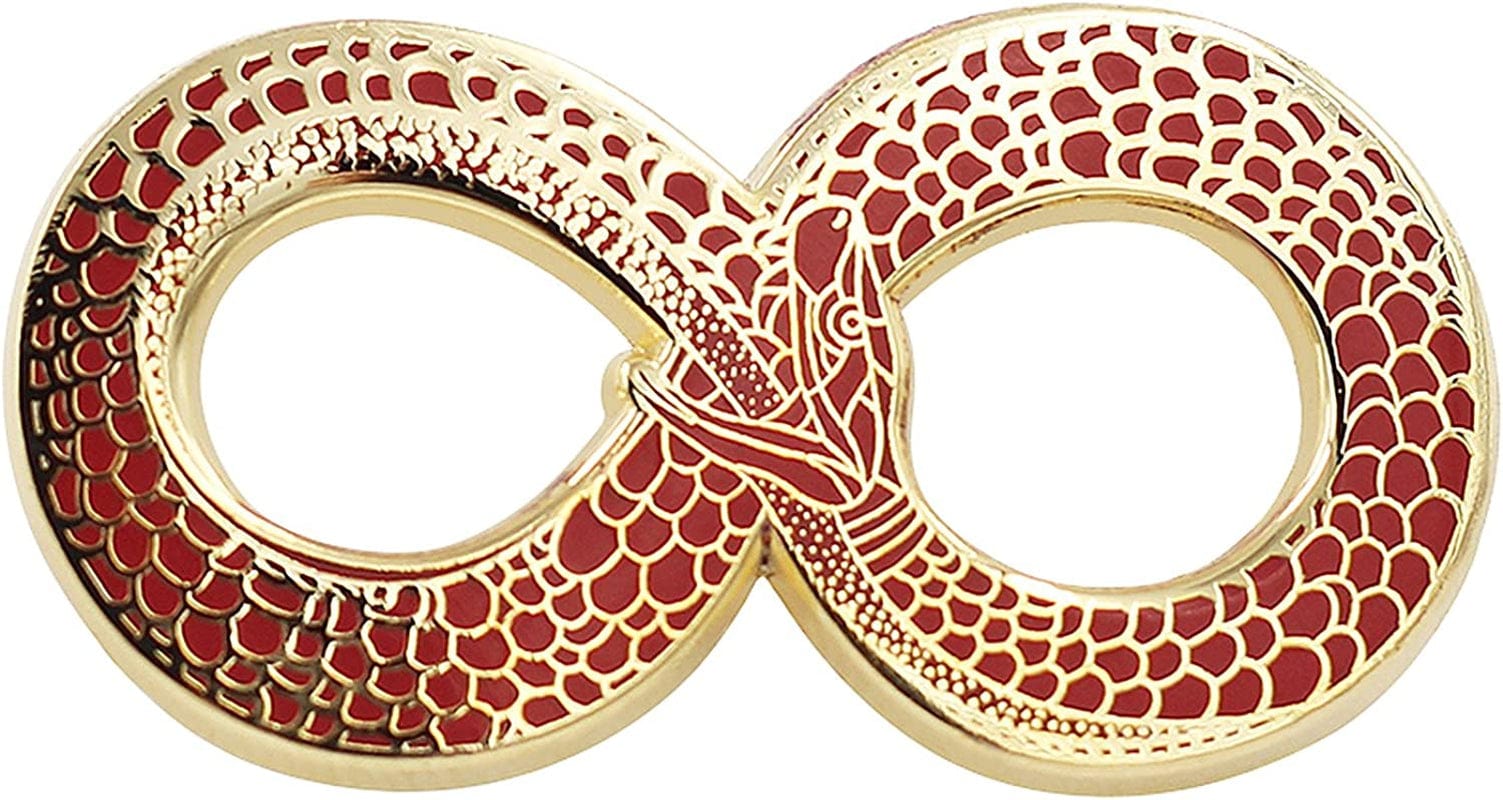 REAL SIC Ouroboros Enamel Pin - Gold Snake Pin - Halloween/Occult/Witch/Alchemy/Tarot Lapel Pin for Jackets, Backpacks, Bags, Hats & Tops Red
