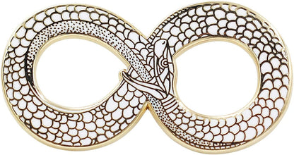 REAL SIC Ouroboros Enamel Pin - Gold Snake Pin - Halloween/Occult/Witch/Alchemy/Tarot Lapel Pin for Jackets, Backpacks, Bags, Hats & Tops White