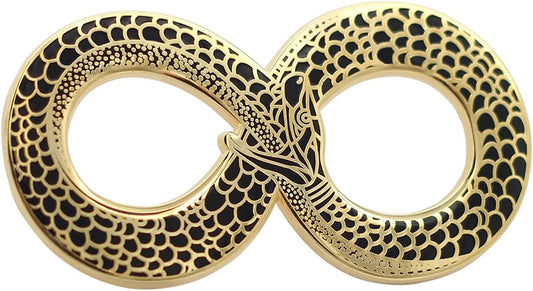REAL SIC Ouroboros Enamel Pin - Gold Snake Pin - Halloween/Occult/Witch/Alchemy/Tarot Lapel Pin for Jackets, Backpacks, Bags, Hats & Tops Black