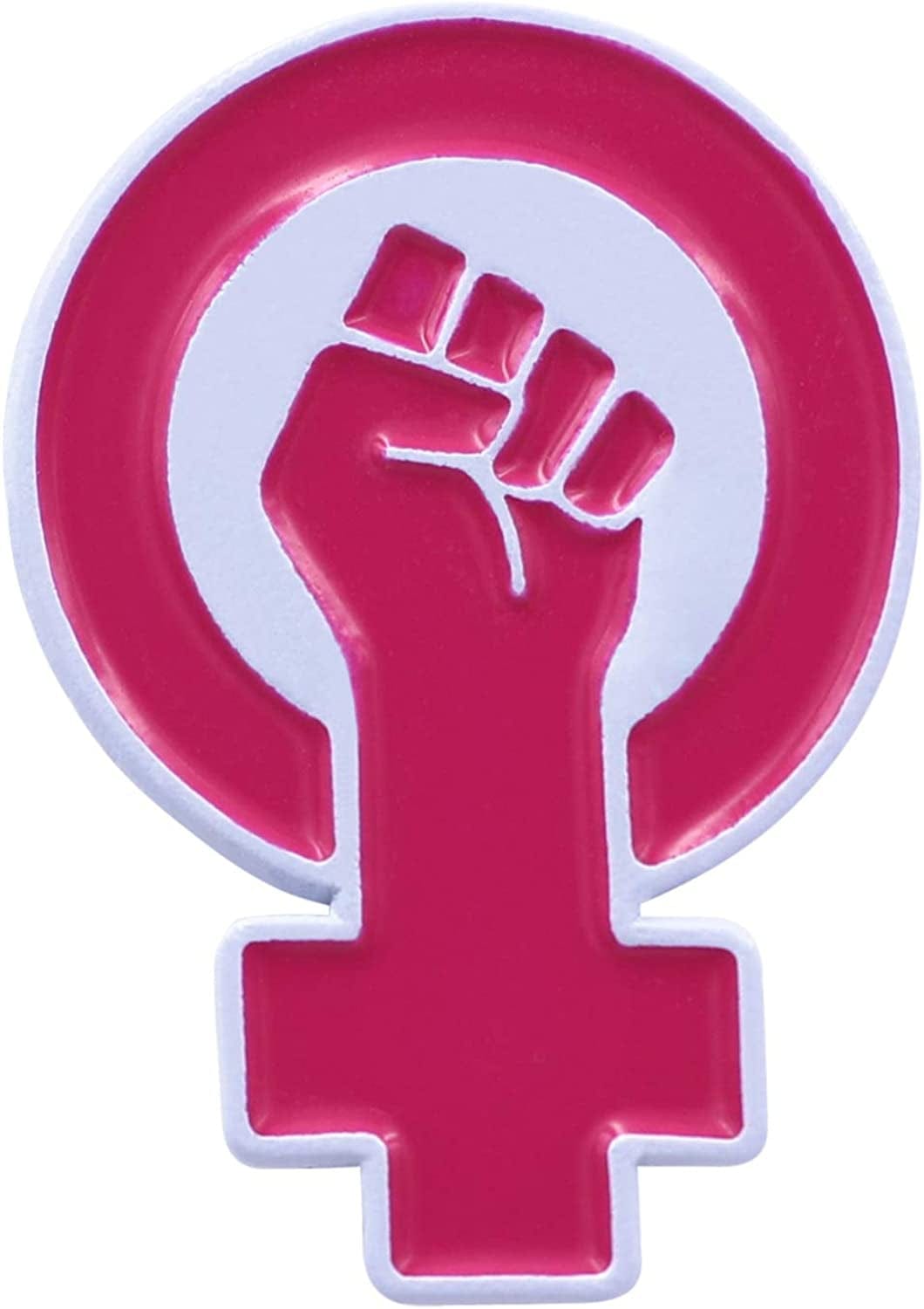 REAL SIC Women'S Power Enamel Pin - Raised Feminist Fist Protest Pride Lapel Pin for Jackets, Hats, Backpacks, Bag & Tops White Metal