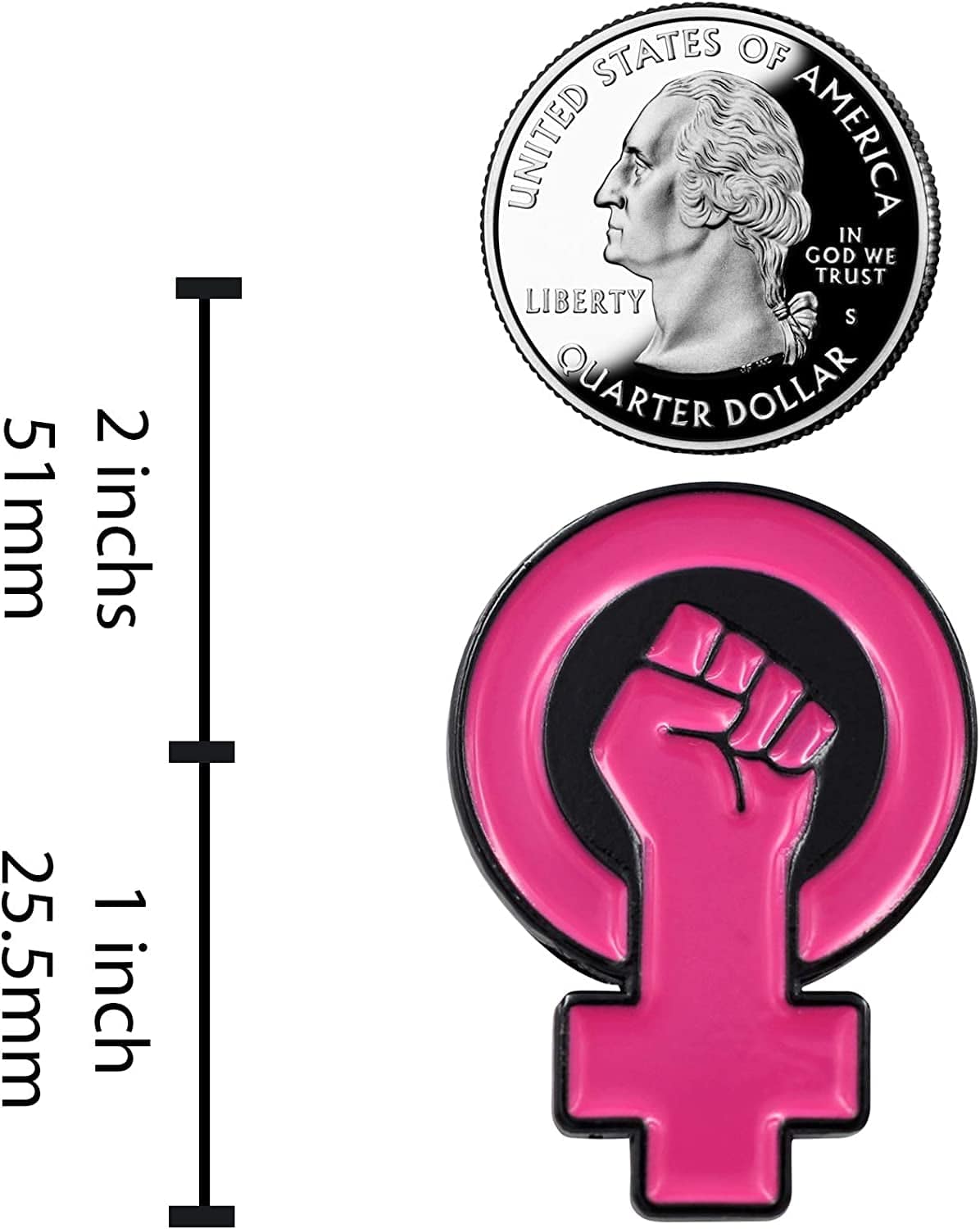REAL SIC Women'S Power Enamel Pin - Raised Feminist Fist Protest Pride Lapel Pin for Jackets, Hats, Backpacks, Bag & Tops