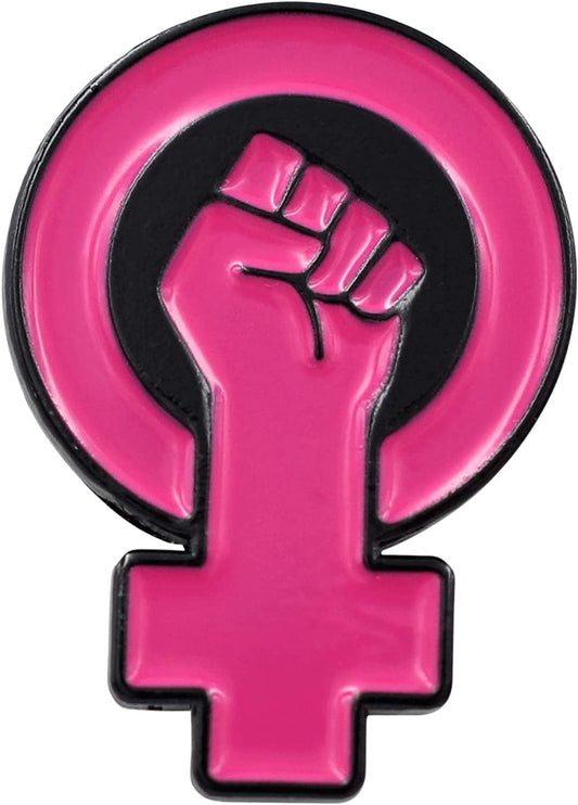 REAL SIC Women'S Power Enamel Pin - Raised Feminist Fist Protest Pride Lapel Pin for Jackets, Hats, Backpacks, Bag & Tops Black Metal