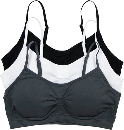 Red Bene Women'S Seamless Padded Wirefree Comfort Bra Bralette Black-white-grey / Medium