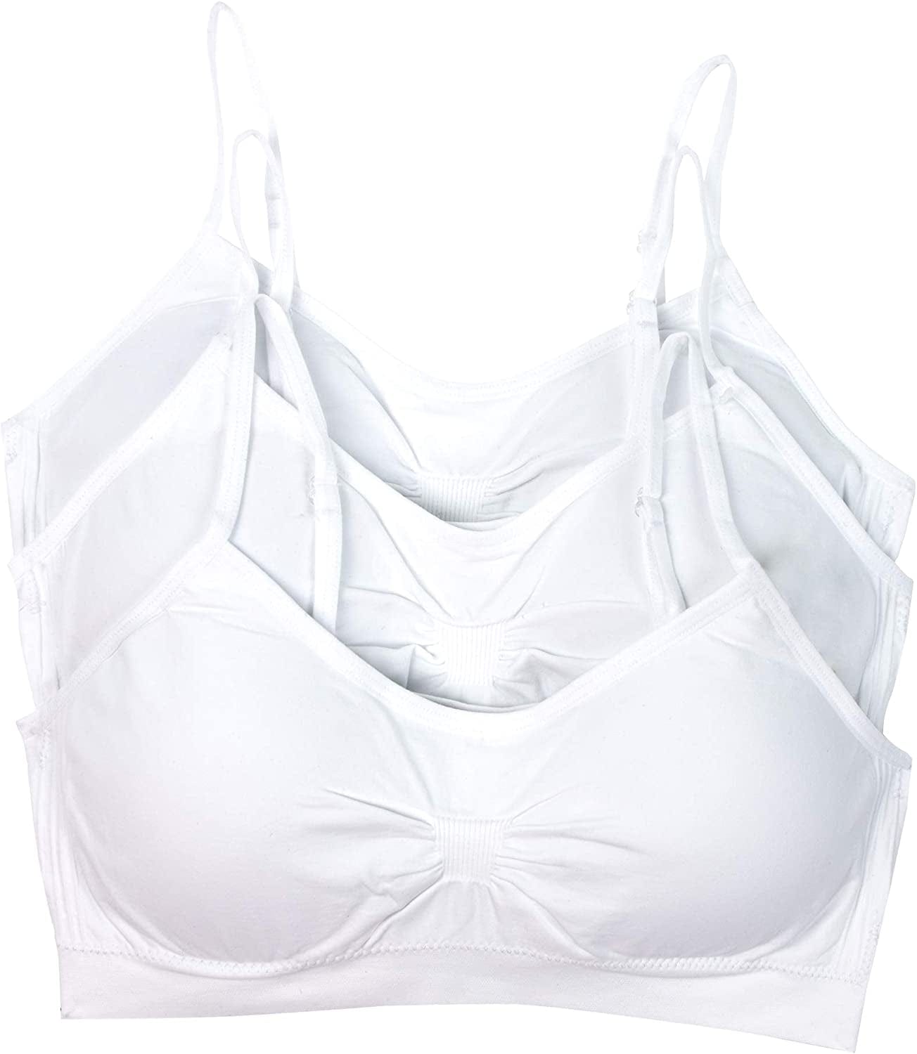 Red Bene Women'S Seamless Padded Wirefree Comfort Bra Bralette 3 Pack - White / Medium