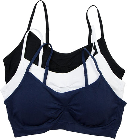 Red Bene Women'S Seamless Padded Wirefree Comfort Bra Bralette Black-white-navy / Medium