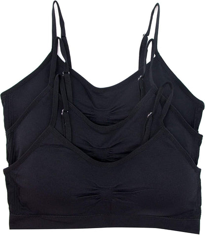 Red Bene Women'S Seamless Padded Wirefree Comfort Bra Bralette 3 Pack - Black / Medium
