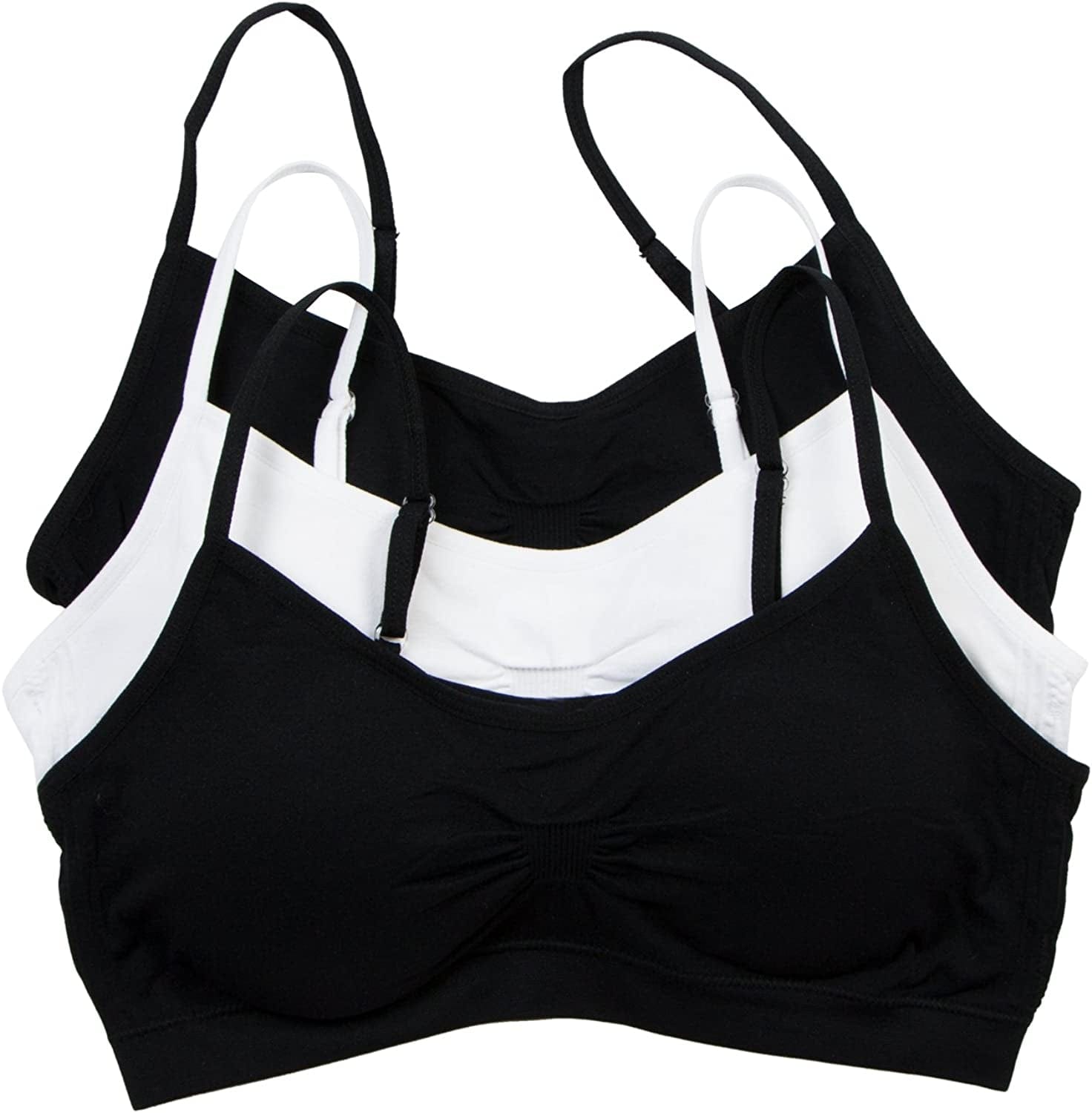 Red Bene Women'S Seamless Padded Wirefree Comfort Bra Bralette 2 Black-1 White / Medium