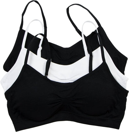Red Bene Women'S Seamless Padded Wirefree Comfort Bra Bralette 2 Black-1 White / Medium