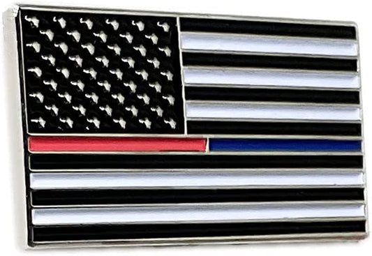 Red Blue Thin Line - USA Patriotic American Standard Official - Police Firefighter Lapel Pin