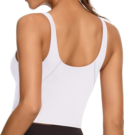 REKITA Workout Crop Tops for Women Athletic Tank Tops with Built in Bra Supportive Sports Bra