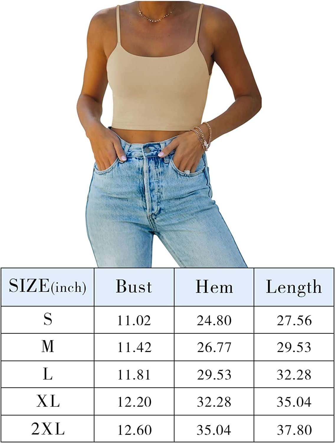 REORIA Women’S Sexy Adjustable Spaghetti Strap Double Lined Seamless Camisole Tank Yoga Crop Tops