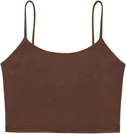 REORIA Women’S Sexy Adjustable Spaghetti Strap Double Lined Seamless Camisole Tank Yoga Crop Tops