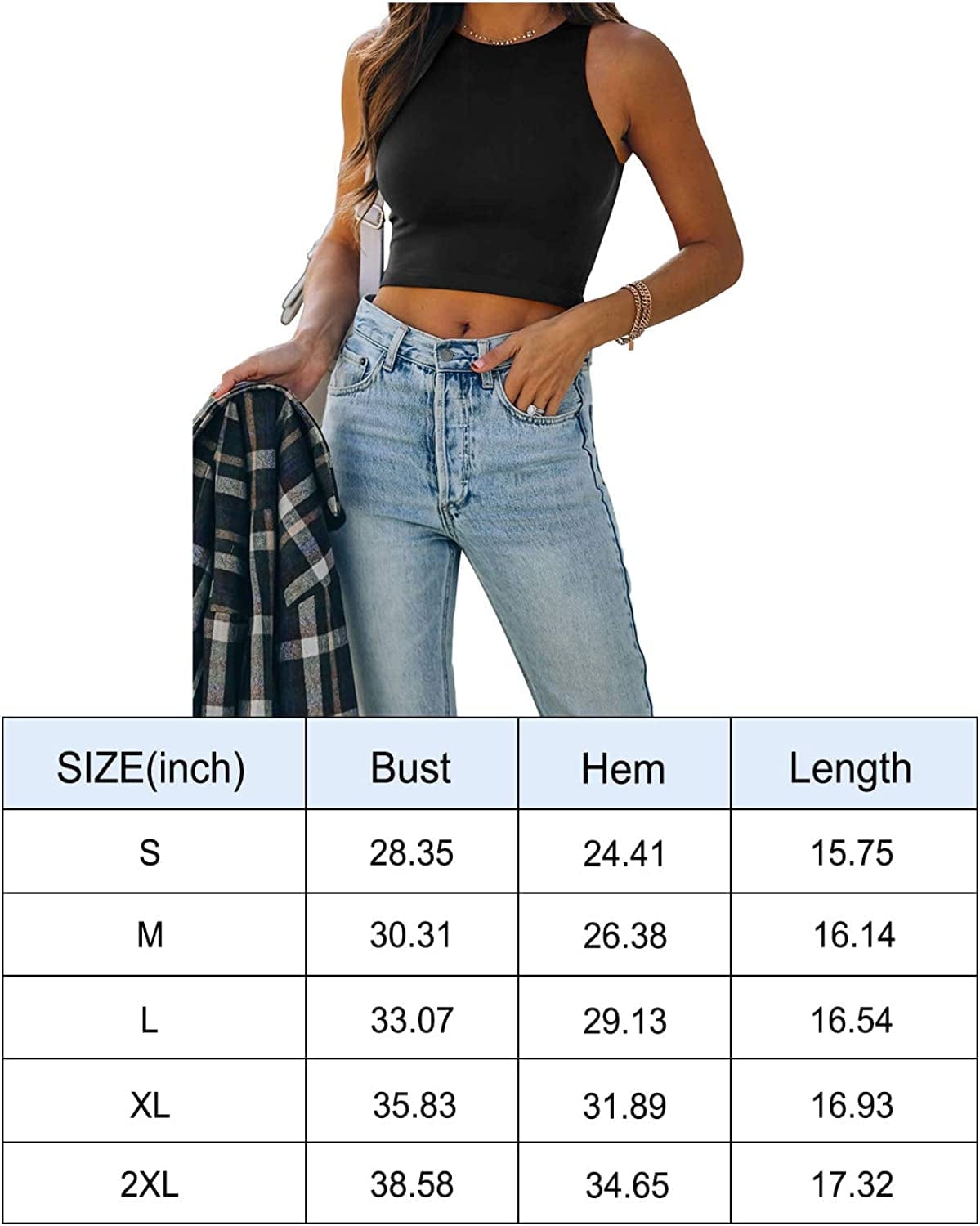 REORIA Women’S Sexy Sleeveless Racer Back Tank Tops Halter Neck Crop Tops