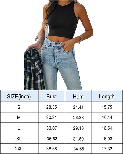 REORIA Women’S Sexy Sleeveless Racer Back Tank Tops Halter Neck Crop Tops