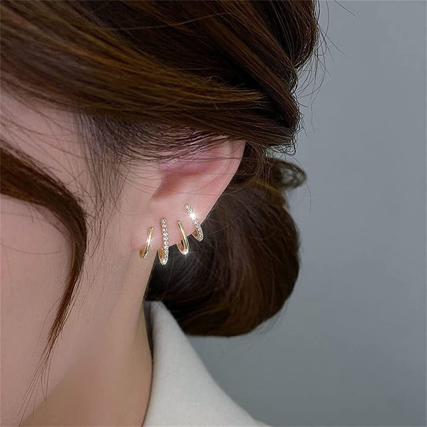 Retro Stud S925 Silver Needle Stud Earrings Niche Temperament Earrings Trendy Light Luxury Fashion Female Retro Exquisite Earrings Gold 1 Pair