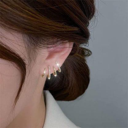 Retro Stud S925 Silver Needle Stud Earrings Niche Temperament Earrings Trendy Light Luxury Fashion Female Retro Exquisite Earrings Gold 1 Pair