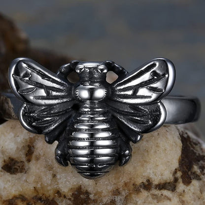 Retro Vintage Stainless Steel Cute Bee Style Birthday Party Holiday Halloween Ring