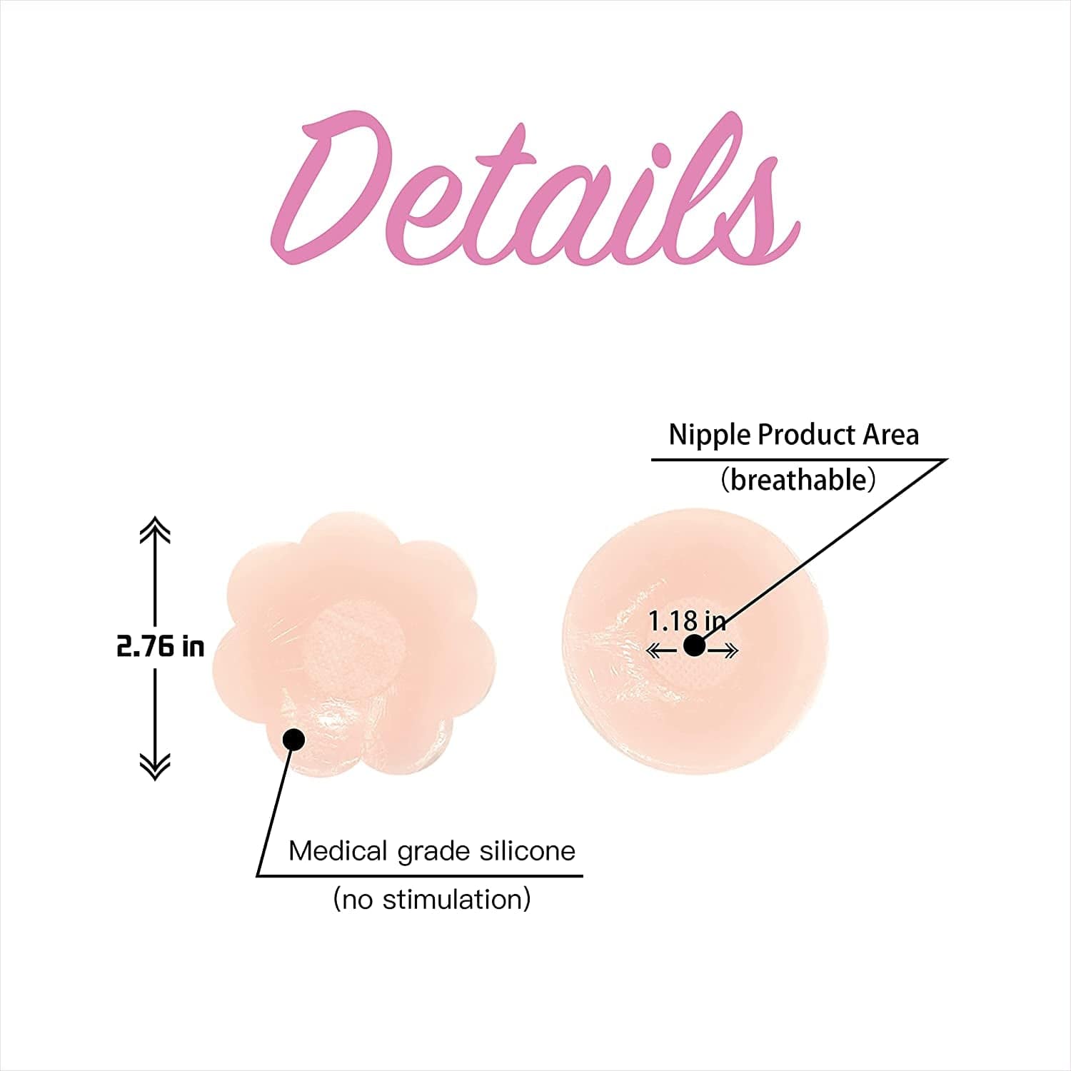 Reusable Silicon Nipple Cover - 4 Pairs, Thin Self-Adhesive Breast Covers, Pasty Bra Pad, Invisible Pasties No Show Bra for Women (Shape: 4Pcs Rounds + 4Pcs Flowers)
