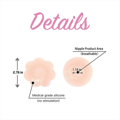 Reusable Silicon Nipple Cover - 4 Pairs, Thin Self-Adhesive Breast Covers, Pasty Bra Pad, Invisible Pasties No Show Bra for Women (Shape: 4Pcs Rounds + 4Pcs Flowers)