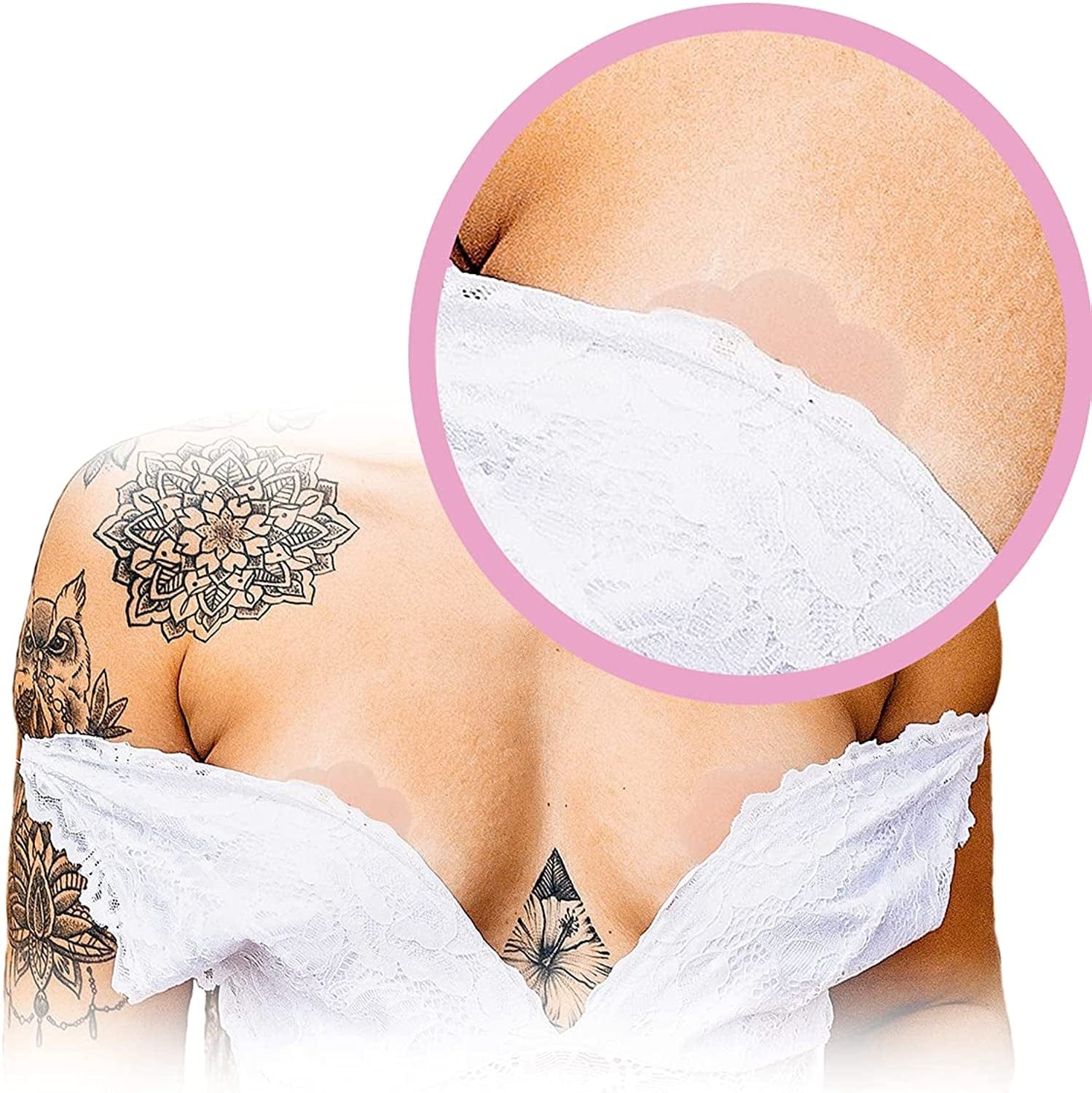Reusable Silicon Nipple Cover - 4 Pairs, Thin Self-Adhesive Breast Covers, Pasty Bra Pad, Invisible Pasties No Show Bra for Women (Shape: 4Pcs Rounds + 4Pcs Flowers)