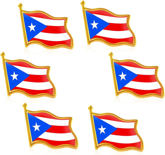 Rhungift 6Pack-Puerto Rico Flag Lapel Pins Waving New Puerto Rican Flag Pins Bulk Patriotic Pin Series Gifts