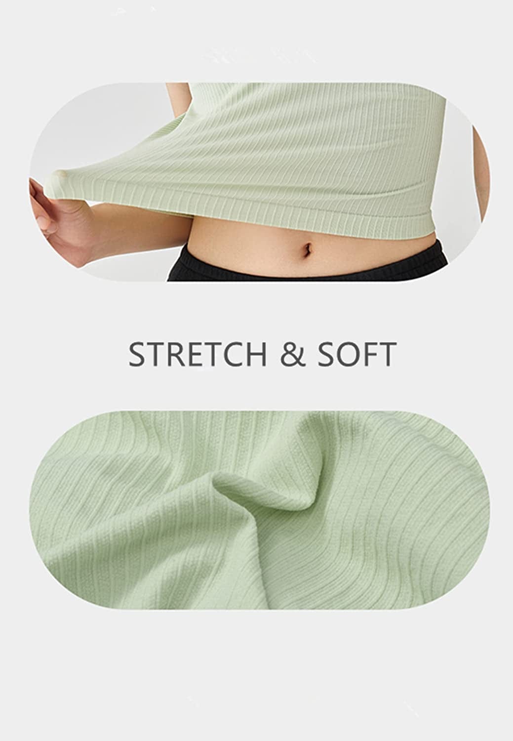 Ribbed Workout Short Racerback Tank Tops for Women with Built in Bra