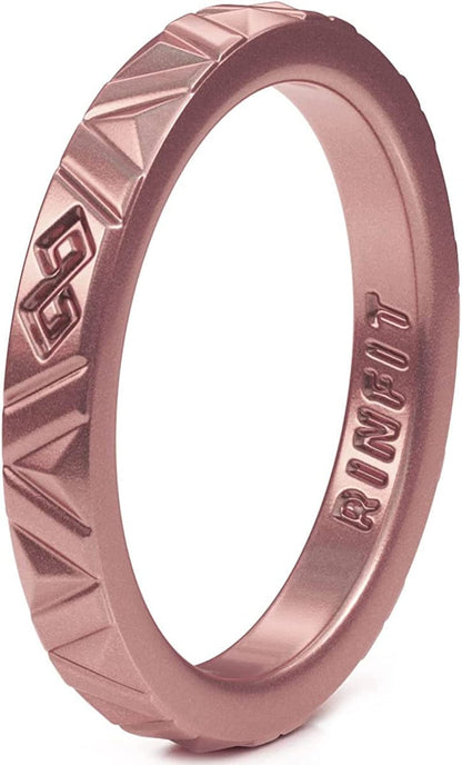 Rinfit Silicone Wedding Rings for Women - Soft, Stackable & Thin Silicone Ring Women - Rubber Wedding Bands Women- U.S. Design Patent Pending 1 Ring - Rose Gold / 4