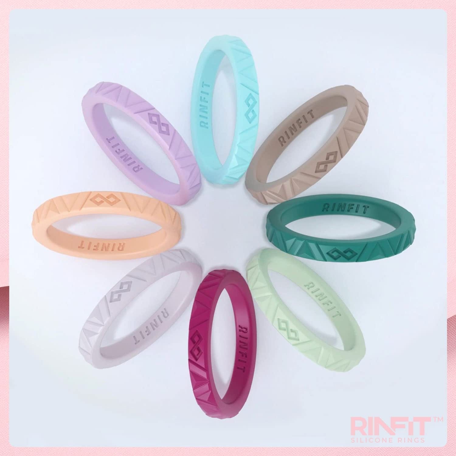 Rinfit Silicone Wedding Rings for Women - Soft, Stackable & Thin Silicone Ring Women - Rubber Wedding Bands Women- U.S. Design Patent Pending