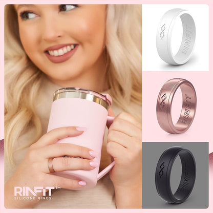 Rinfit Silicone Wedding Rings for Women - Soft, Stackable & Thin Silicone Ring Women - Rubber Wedding Bands Women- U.S. Design Patent Pending