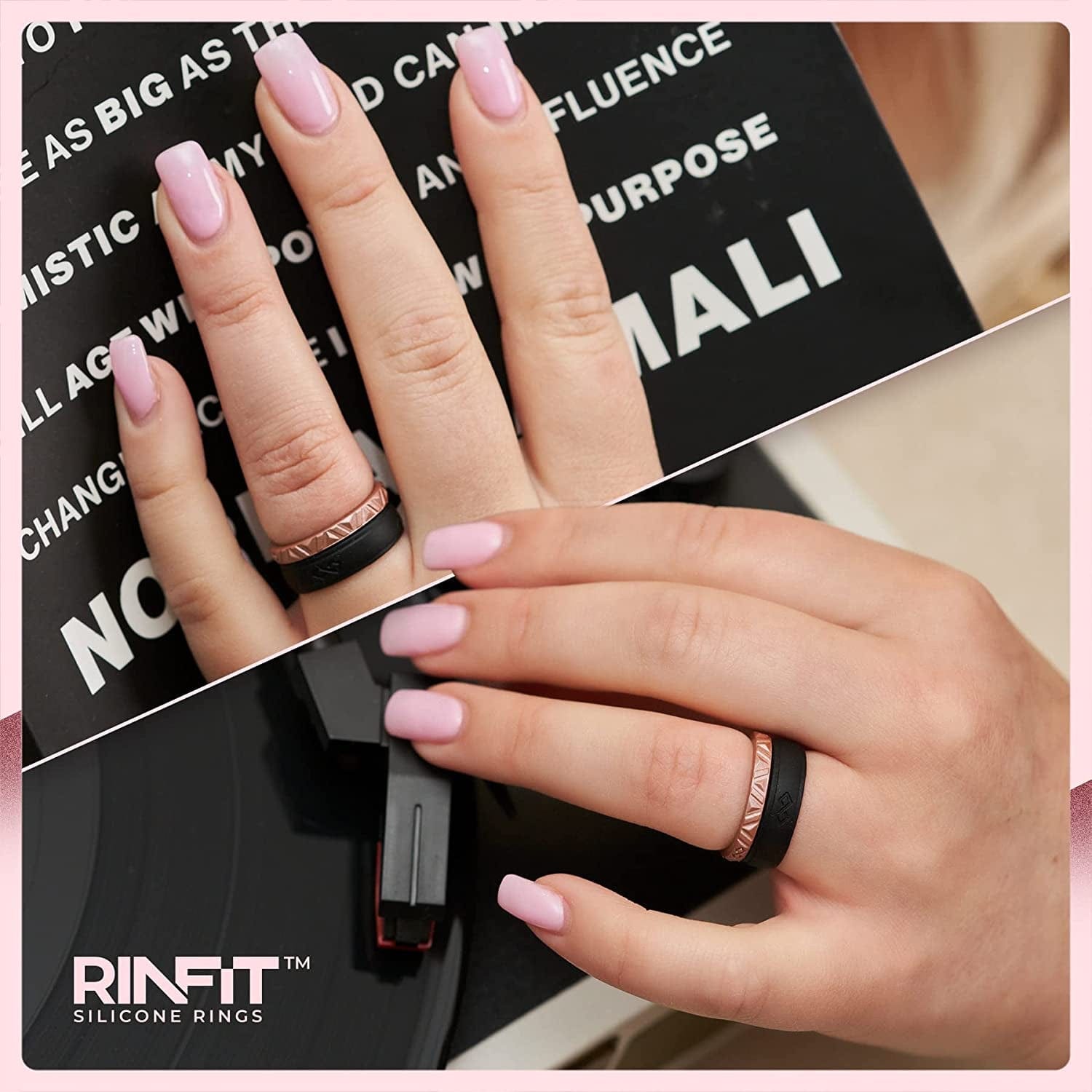 Rinfit Silicone Wedding Rings for Women - Soft, Stackable & Thin Silicone Ring Women - Rubber Wedding Bands Women- U.S. Design Patent Pending