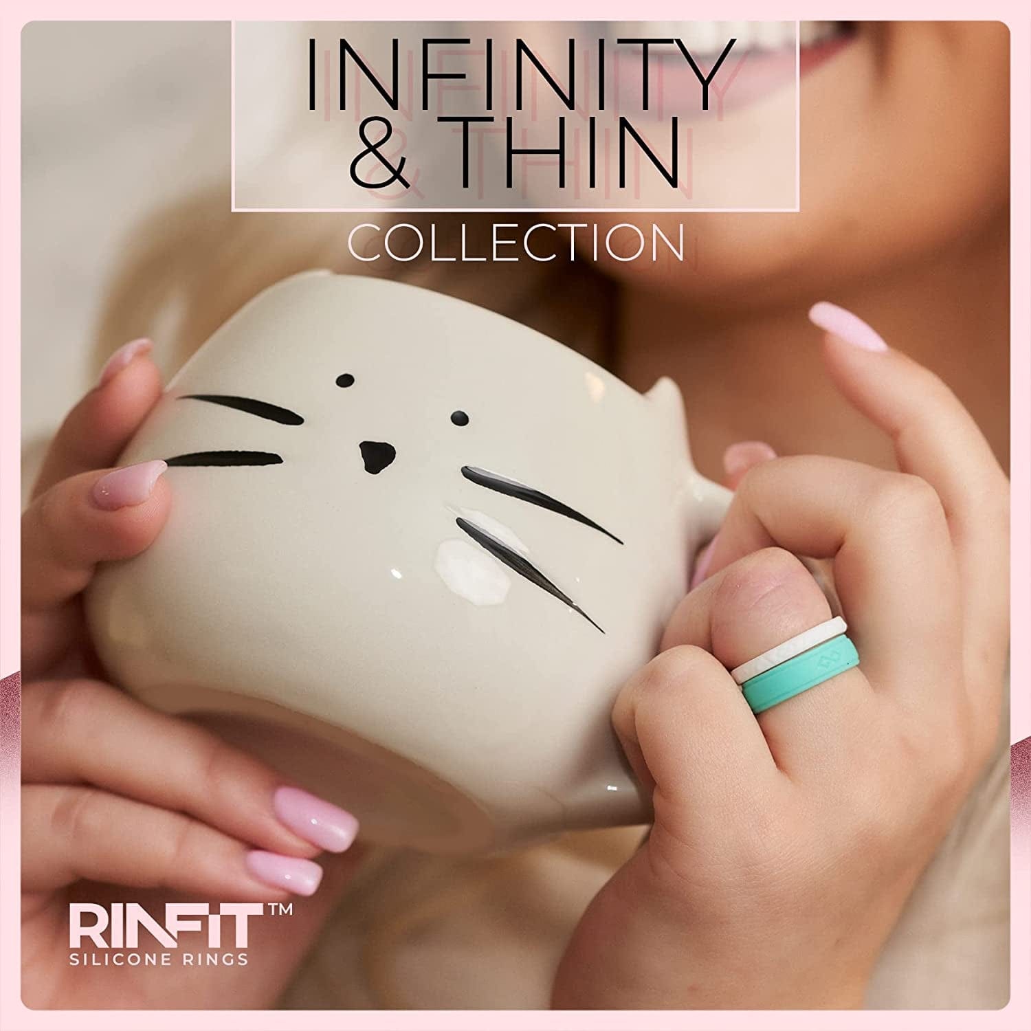 Rinfit Silicone Wedding Rings for Women - Soft, Stackable & Thin Silicone Ring Women - Rubber Wedding Bands Women- U.S. Design Patent Pending