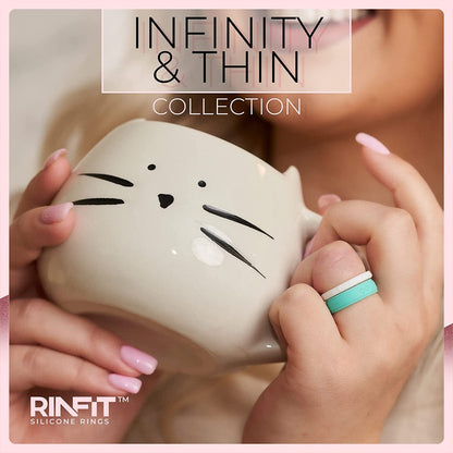Rinfit Silicone Wedding Rings for Women - Soft, Stackable & Thin Silicone Ring Women - Rubber Wedding Bands Women- U.S. Design Patent Pending