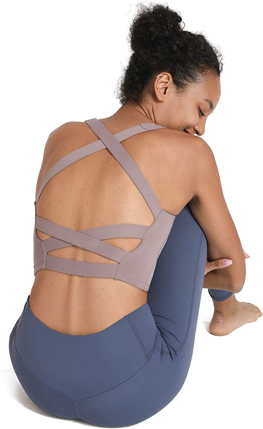 Romansong Strappy Yoga Sports Bras for Women Padded Criss-Cross Back Tank Tops