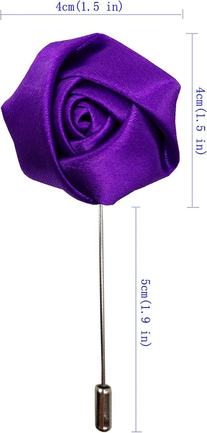 Rose Boutonniere Men'S Lapel Pins Satin Flower 12 Pack Groom Wedding Boutonniere Suit Brooch Outfit Accessories