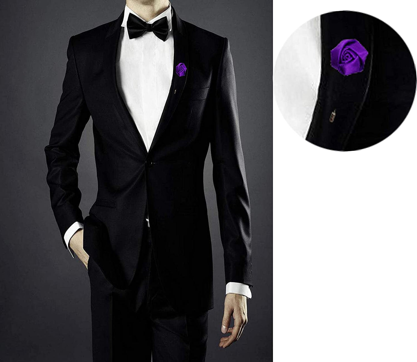 Rose Boutonniere Men'S Lapel Pins Satin Flower 12 Pack Groom Wedding Boutonniere Suit Brooch Outfit Accessories