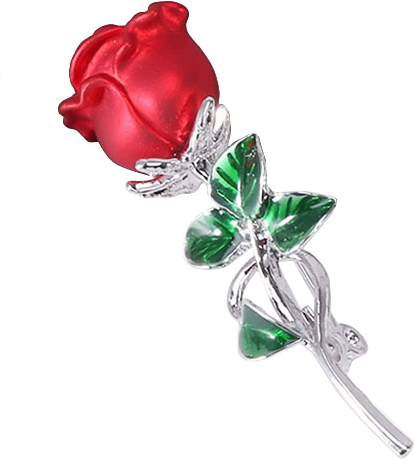 Rose Flower Brooch Enamel Leaf Breastpin Decorative Floral Lapel Pin for Women Party Banquet Wedding,Blue, 5.7*1.8Cm Red 2