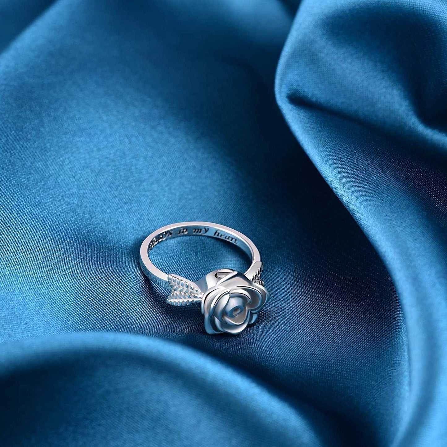 Rose Flower Urn Rings Holder for Ashes of Loved Ones 925 Sterling Silver Keepsake Cremation Always in My Heart Jewelry Earns for Ashes