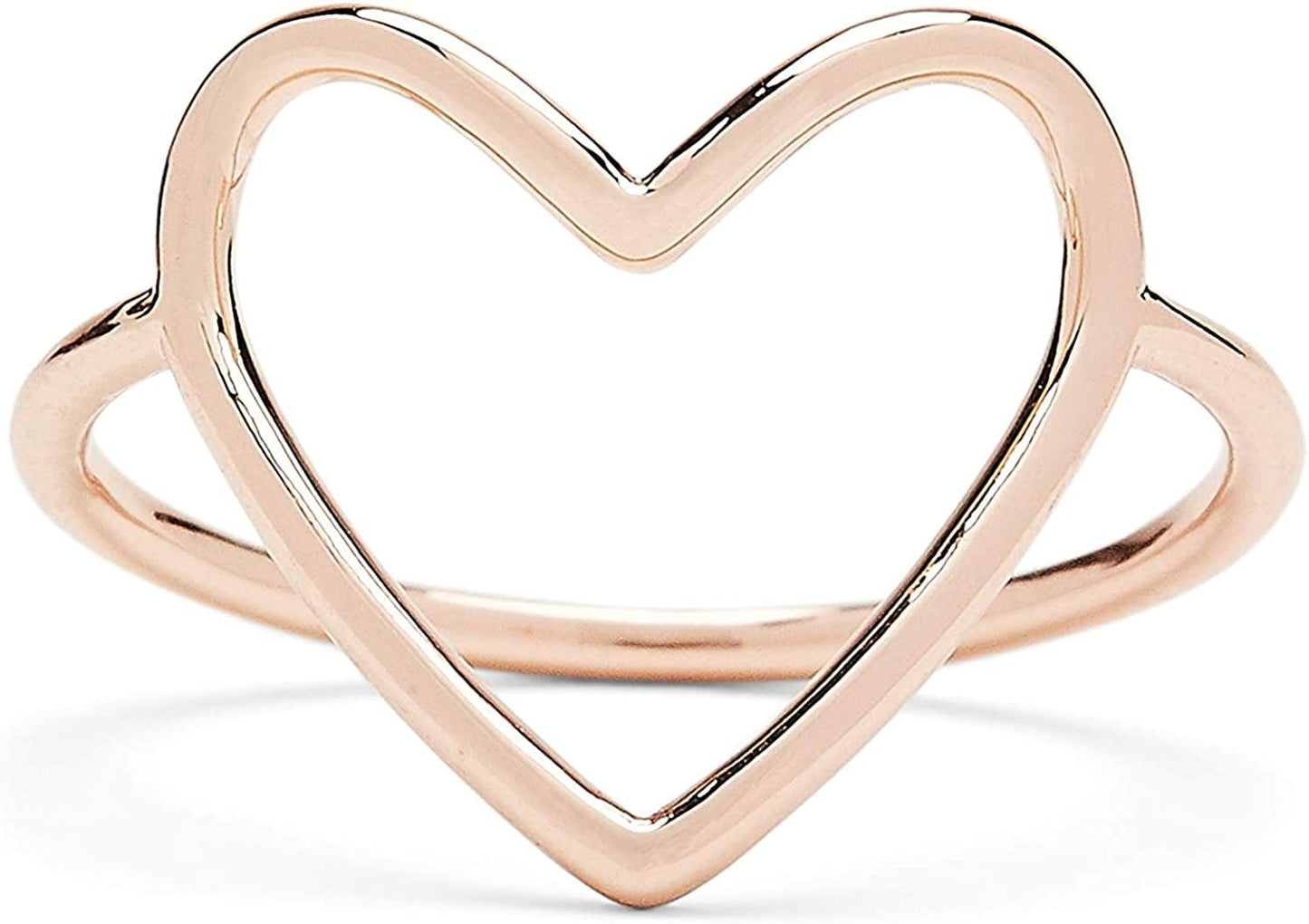 Rose Gold or Silver-Plated Statement Big Heart Stackable Ring - Brass Band, Stylish Design - Sizes 5-9 Rose Gold / 7
